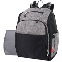 Fisher-Price Fastfinder Multi-Pocket Diaper Bag Backpack - Heather Grey - BagsInBulk.com