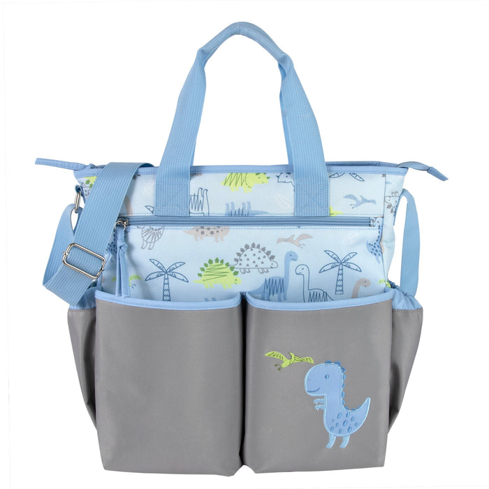 Baby Essentials 3 In 1 Blue Dino Themed Diaper Bag - BagsInBulk.com