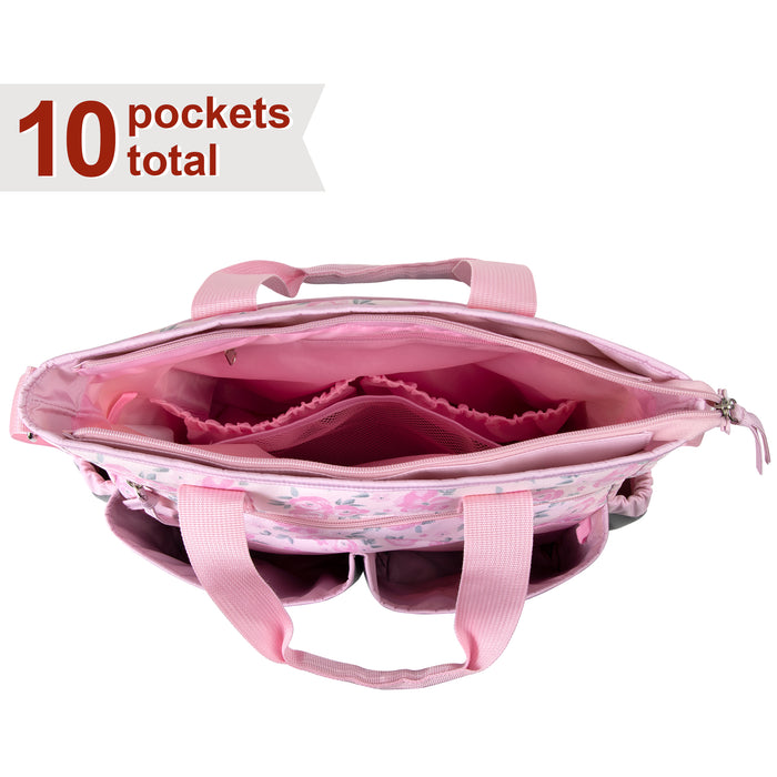 Baby Essentials 3 In 1 Pink Baby Girl Themed Diaper Bag - BagsInBulk.com