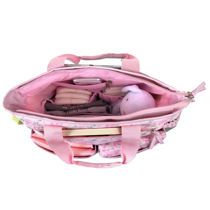 Baby Essentials 3 In 1 Pink Baby Girl Themed Diaper Bag - BagsInBulk.com