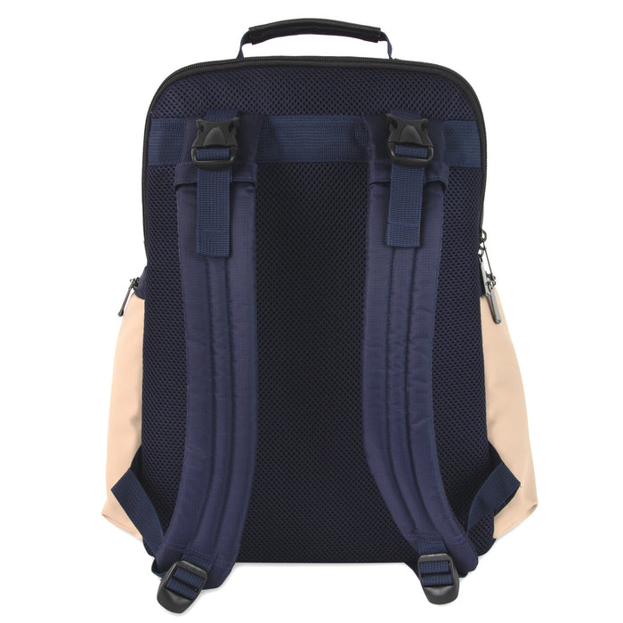 Baby Essentials Two Tone Diaper Bag Backpack w Changing Pad - Navy - BagsInBulk.com