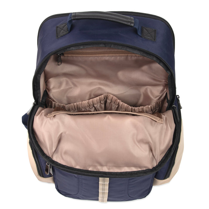 Baby Essentials Two Tone Diaper Bag Backpack w Changing Pad - Navy - BagsInBulk.com