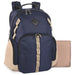 Baby Essentials Two Tone Diaper Bag Backpack w Changing Pad - Navy - BagsInBulk.com
