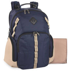 Baby Essentials Two Tone Diaper Bag Backpack w Changing Pad - Navy - BagsInBulk.com