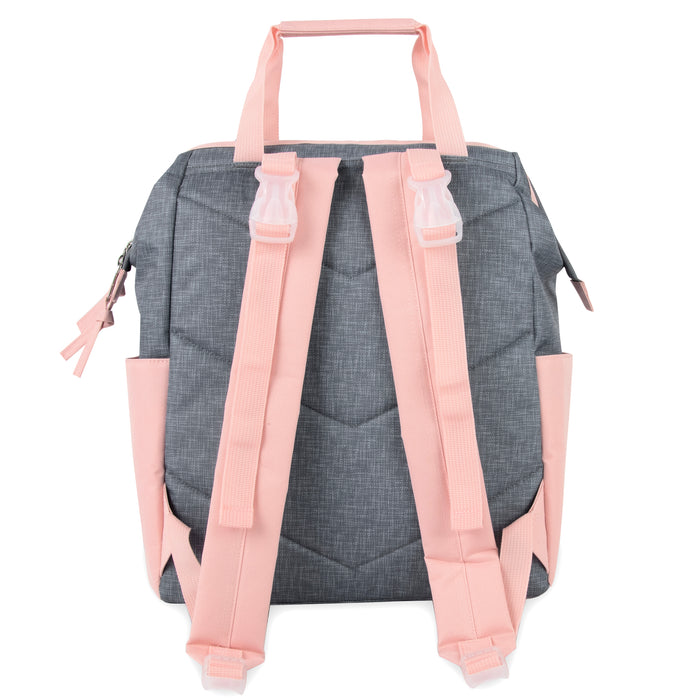 Baby Essentials Two-Tone Wide Opening Diaper Bag Backpack with Changing Pad and Stroller Straps - BagsInBulk.com