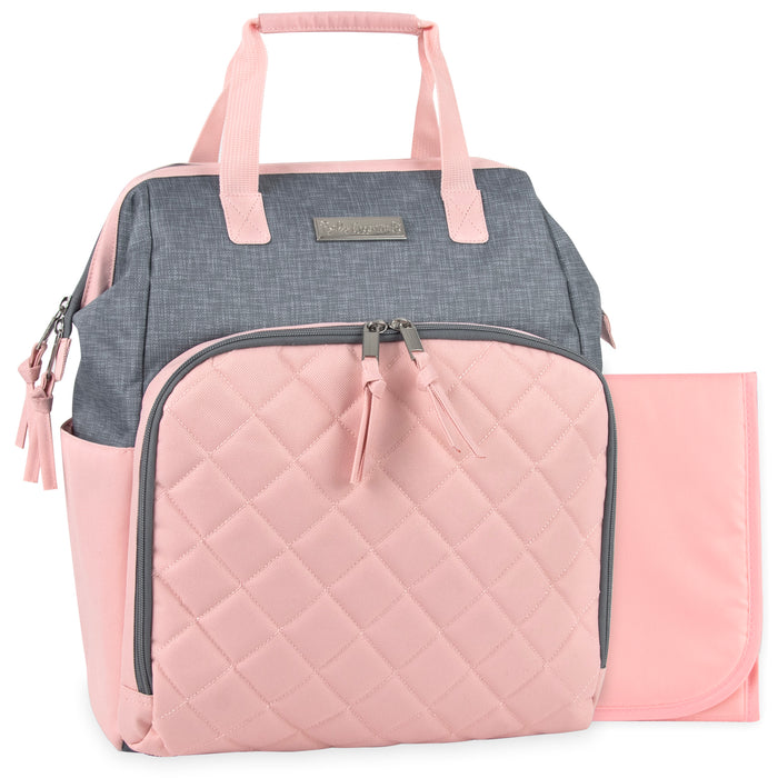 Baby Essentials Two-Tone Wide Opening Diaper Bag Backpack with Changing Pad and Stroller Straps