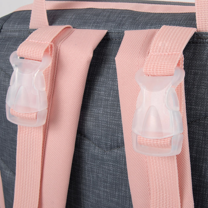 Baby Essentials Two-Tone Wide Opening Diaper Bag Backpack with Changing Pad and Stroller Straps - BagsInBulk.com