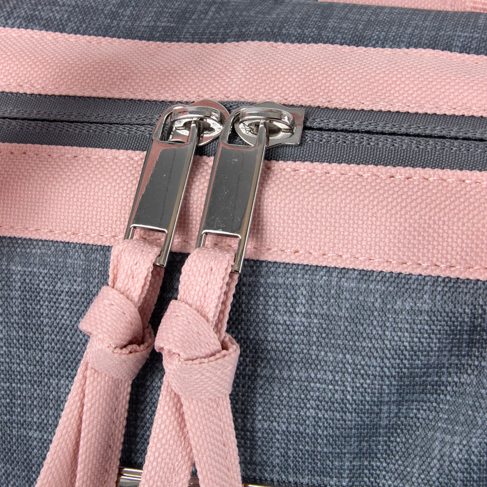 Baby Essentials Two-Tone Wide Opening Diaper Bag Backpack with Changing Pad and Stroller Straps - BagsInBulk.com