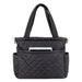 Baby Essentials Quilted Diaper Bag Tote 2-Piece Set - Black - BagsInBulk.com