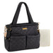 Baby Essentials Quilted Diaper Bag Tote 2-Piece Set - Black - BagsInBulk.com