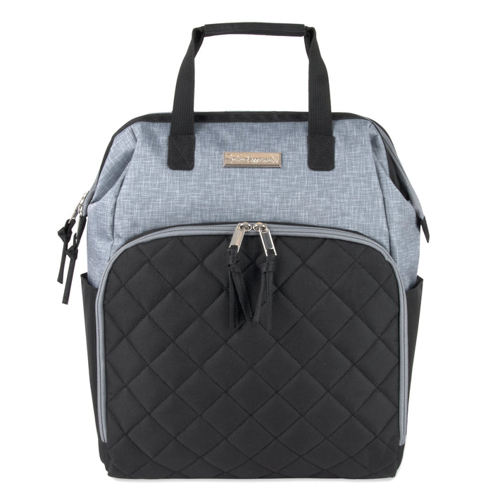 Baby Essentials Quilted Diaper Bag Backpack w Changing Pad - Two Tone - BagsInBulk.com