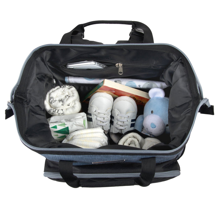Baby Essentials Quilted Diaper Bag Backpack w Changing Pad - Two Tone - BagsInBulk.com