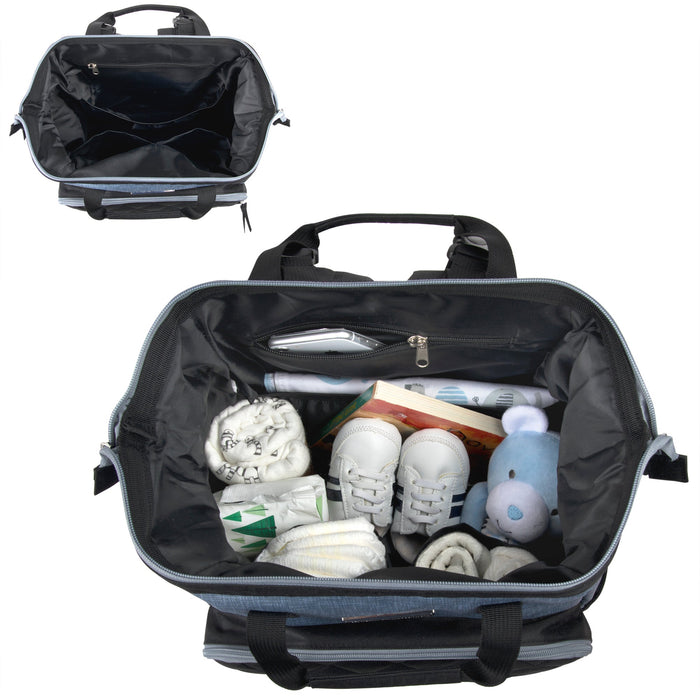 Baby Essentials Quilted Diaper Bag Backpack w Changing Pad - Two Tone - BagsInBulk.com
