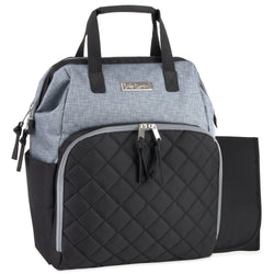 Baby Essentials Quilted Diaper Bag Backpack w Changing Pad - Two Tone - BagsInBulk.com