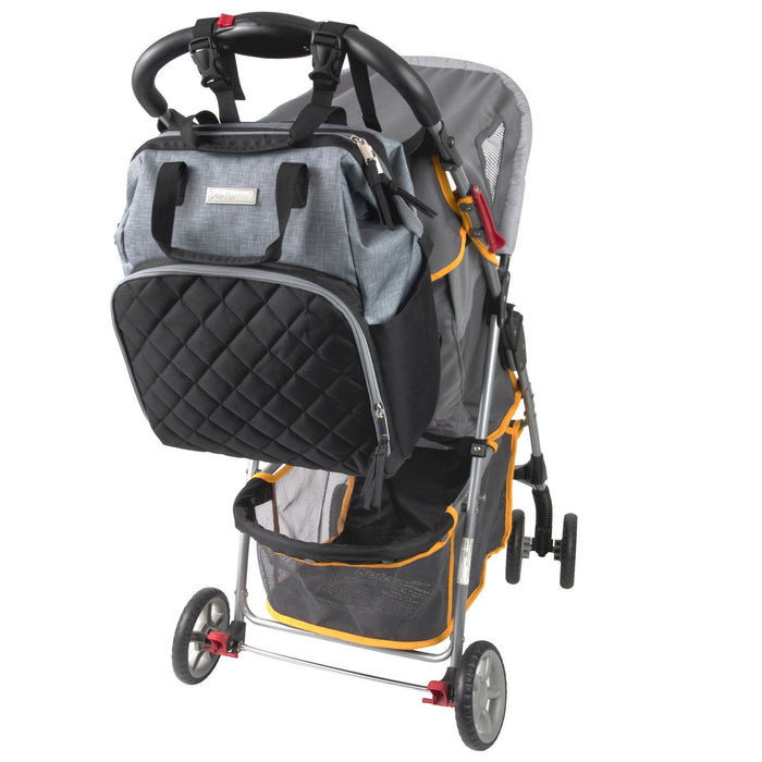 Baby Essentials Quilted Diaper Bag Backpack w Changing Pad - Two Tone - BagsInBulk.com