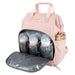 Baby Essentials Wide Opening Diaper Bag Backpack With Changing Pad And Stroller Straps - Pink - BagsInBulk.com