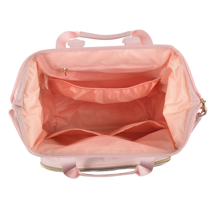 Baby Essentials Wide Opening Diaper Bag Backpack With Changing Pad And Stroller Straps - Pink - BagsInBulk.com