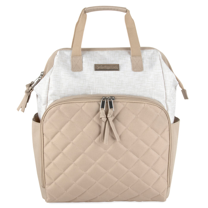 Baby Essentials Quilted Diaper Bag Backpack w Changing Pad - Grey & Creme