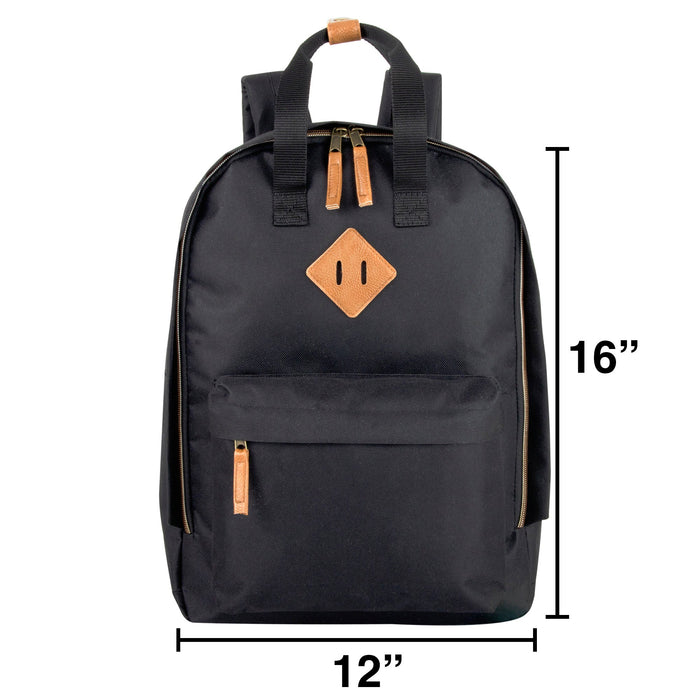 16-Inch Collegiate Double Handle Backpack with Laptop Sleeve - BagsInBulk.com