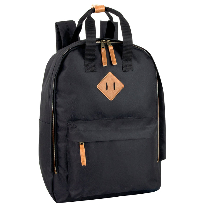 16-Inch Collegiate Double Handle Backpack with Laptop Sleeve - BagsInBulk.com