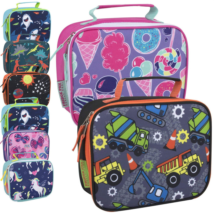 Wholesale Fridge Pack Printed Lunch Bag -  Boys & Girls Assortment - 