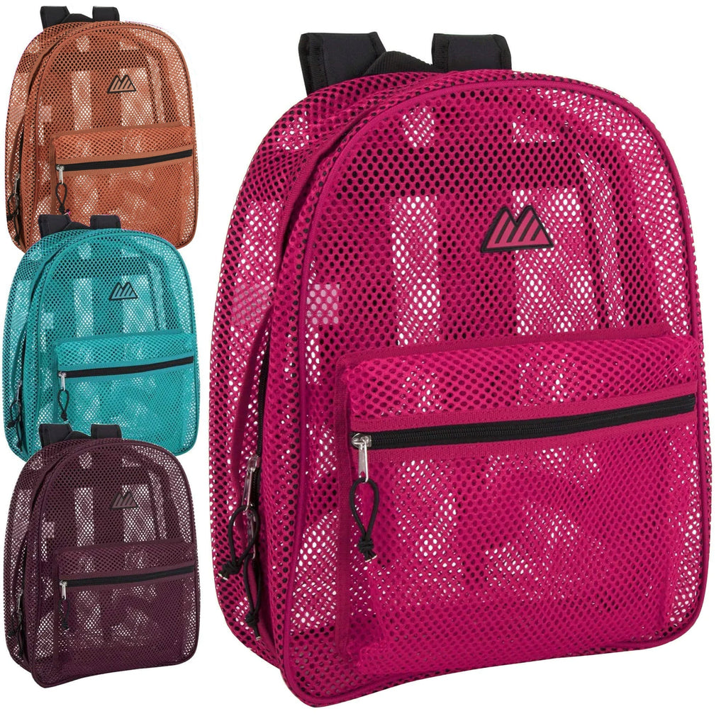 Trailmaker Girl's Classic 9695 Mesh Backpacks, Assorted Colors, Pack Of 24 Backpacks