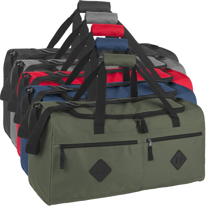 Trailmaker Bulk Multi Pocket Duffle Bags by the Case 24 Pack Wholesale Duffels for the Gym, as Sports Bag, for Homeless Men, Women, and Travel, Adult
