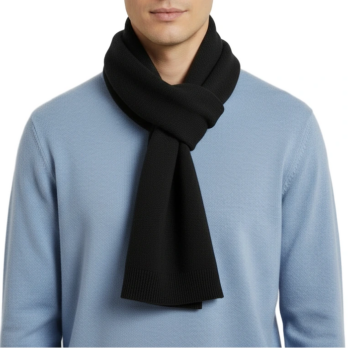 Adult Fleece Scarves 60" x 8" with Fringe - Black Only