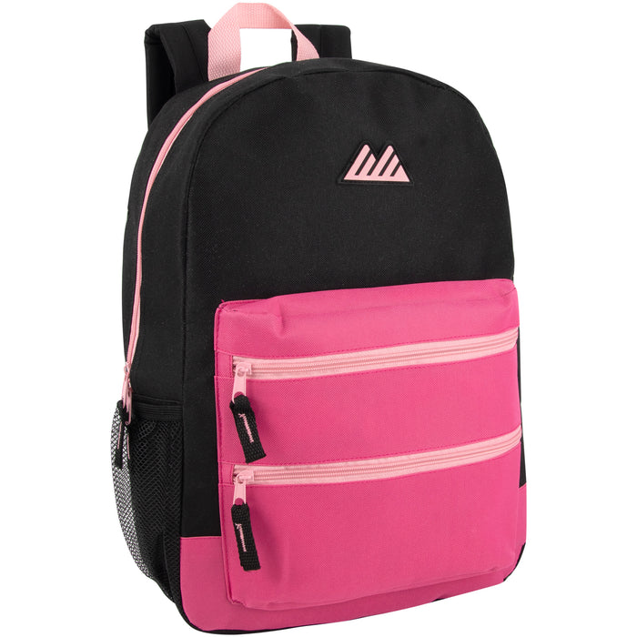17-Inch Bulk Double Front Zippered Pocket Backpack