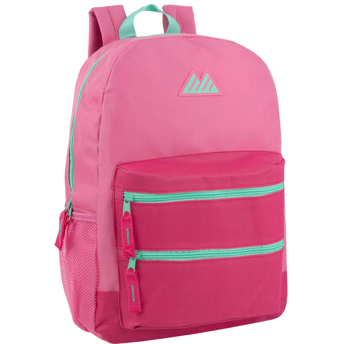17-Inch Bulk Double Front Zippered Pocket Backpack