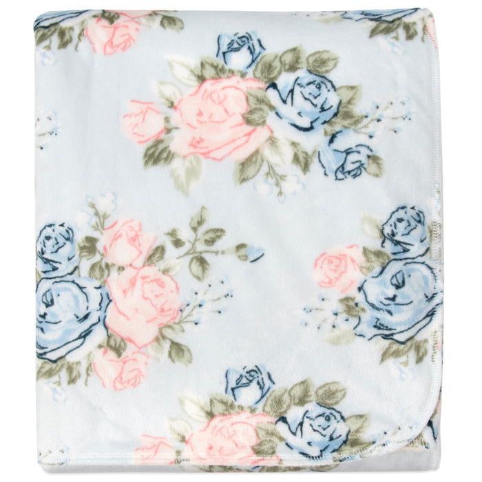Bulk Baby Plush & Sherpa Blankets 35" x 30" - Roses