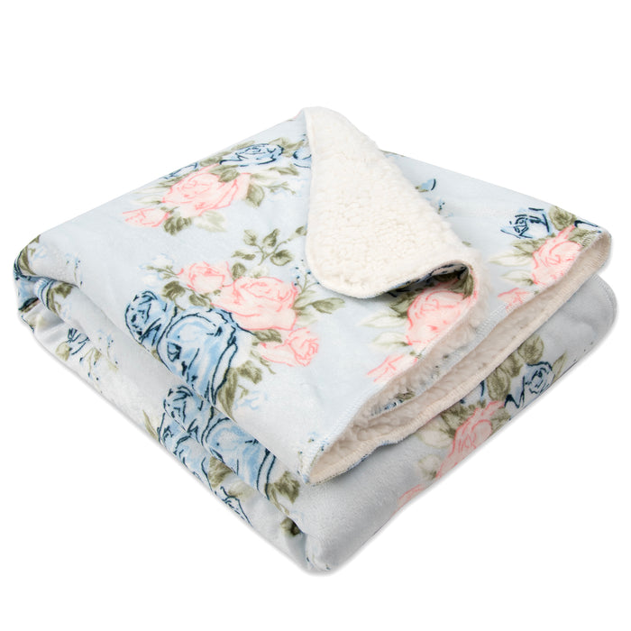 Bulk Baby Plush & Sherpa Blankets 35" x 30" - Roses