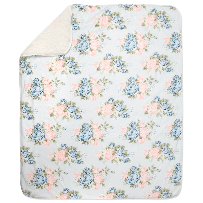 Bulk Baby Plush & Sherpa Blankets 35" x 30" - Roses