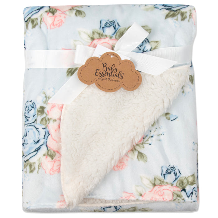 Bulk Baby Plush & Sherpa Blankets 35" x 30" - Roses