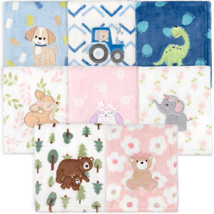 Baby Fleece Animal Themed Blankets 36" x 30" - Single Prints - BagsInBulk.com