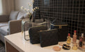 Clear Cosmetic Traveling Case with 3 Diamond Quilted  Cosmetic Bags & Pouch - Black - BagsInBulk.com