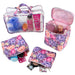 Clear Cosmetic Travel Case with 2 Matching-Quilted Bags and Pouch - Floral Print - BagsInBulk.com