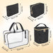Clear Cosmetic Traveling Case with 3 Diamond Quilted  Cosmetic Bags & Pouch - Black - BagsInBulk.com