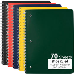 1 Subject Spiral Notebook Wide Ruled 70 Sheets - BagsInBulk.com