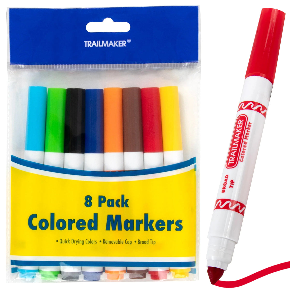 100-pack Bulk Broad Tip Colored Markers 8-Pack — BagsInBulk.com