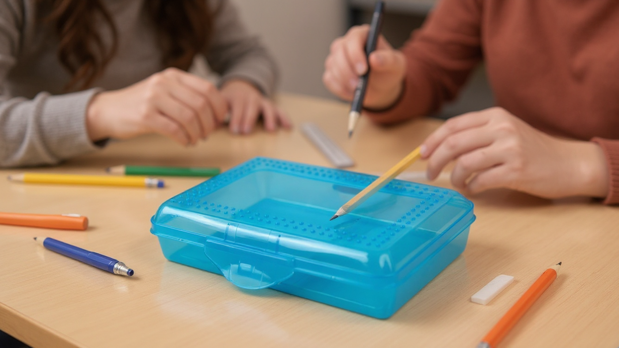 Plastic Pencil Box - Assorted Colors - BagsInBulk.com