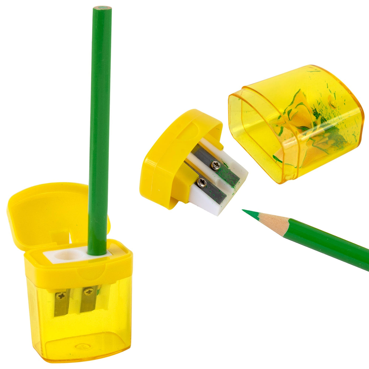 100-pack Bulk Double Hole Dome Pencil Sharpener w/ Cover | 100-pack ...