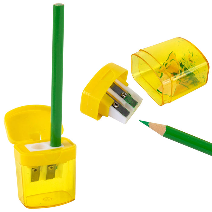 Double Hole Dome Pencil Sharpener With Cover - BagsInBulk.com