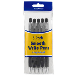 Bulk 5-pack Click Action Pens with Comfort Grip - BagsInBulk.com