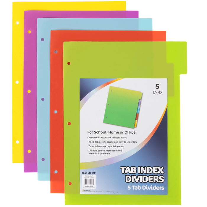 Tab Index Plastic Dividers 5-pack (Copy) - BagsInBulk.com