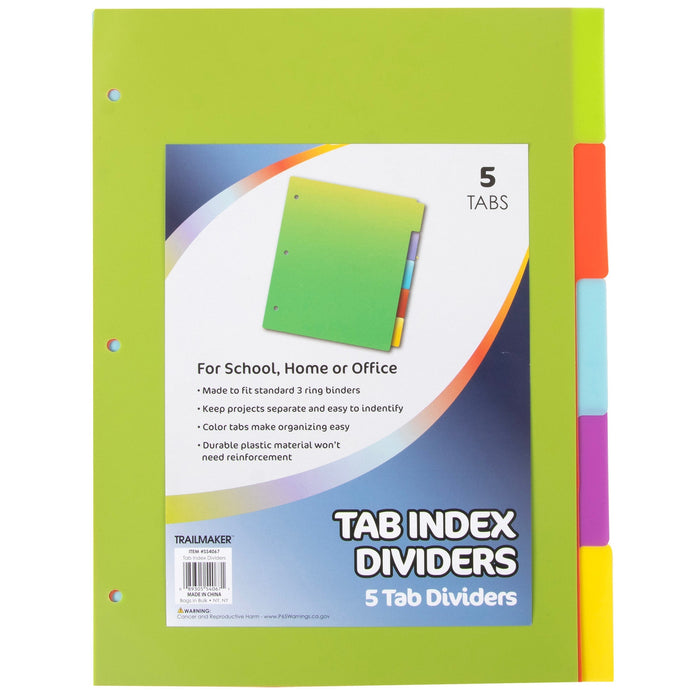 Tab Index Plastic Dividers 5-pack - BagsInBulk.com