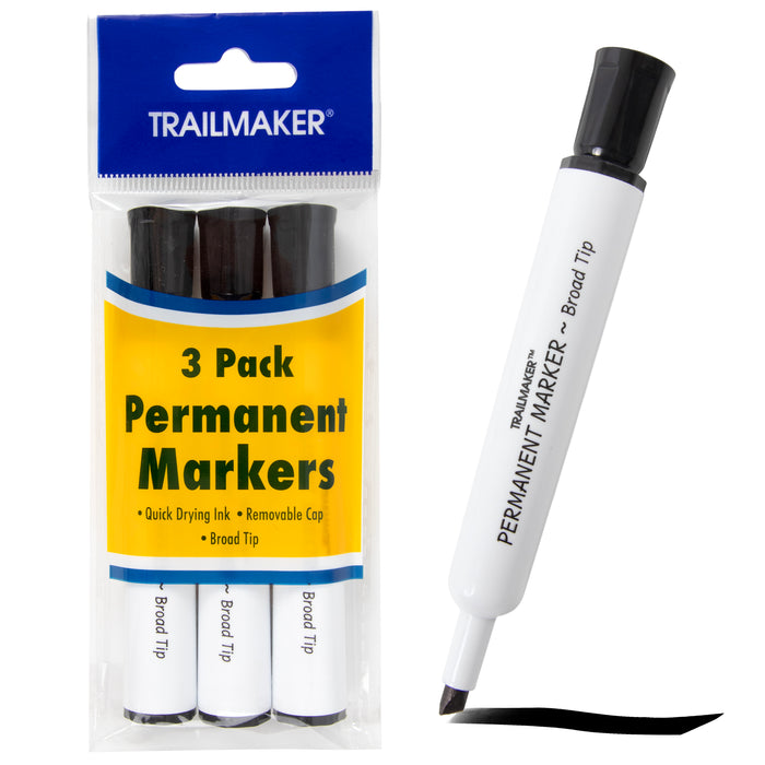 Bulk Trailmaker Broad Tip Permanent Markers - 3 Pack