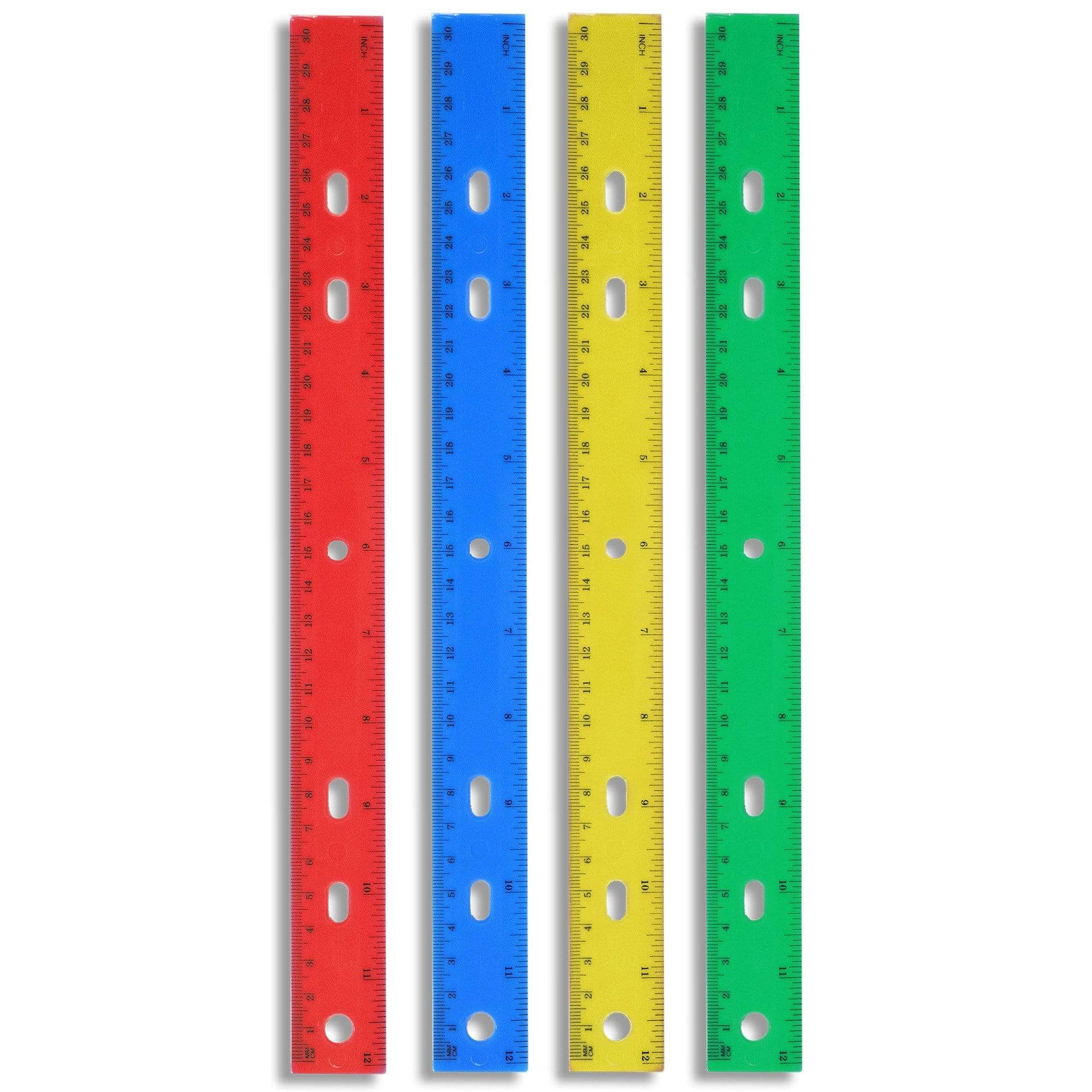 12 Inch Ruler Multi Pack 100-pack Bulk Plastic 12-Inch Rulers — BagsInBulk.com