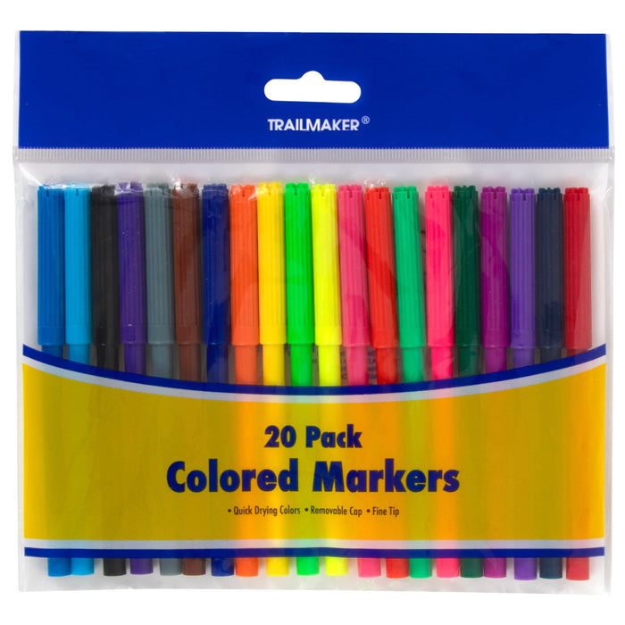 Wholesale Markers 20-Pack - Assorted Colors - BagsInBulk.com