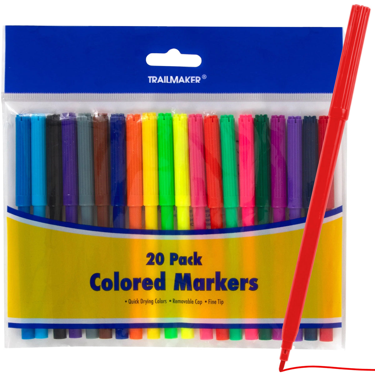 100-pack Bulk Colored Markers 20-Pack Box — BagsInBulk.com